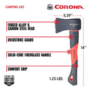 Camping Axe, 1.25 lb. Head, 14 in. Solid-Core Fiberglass Handle-9