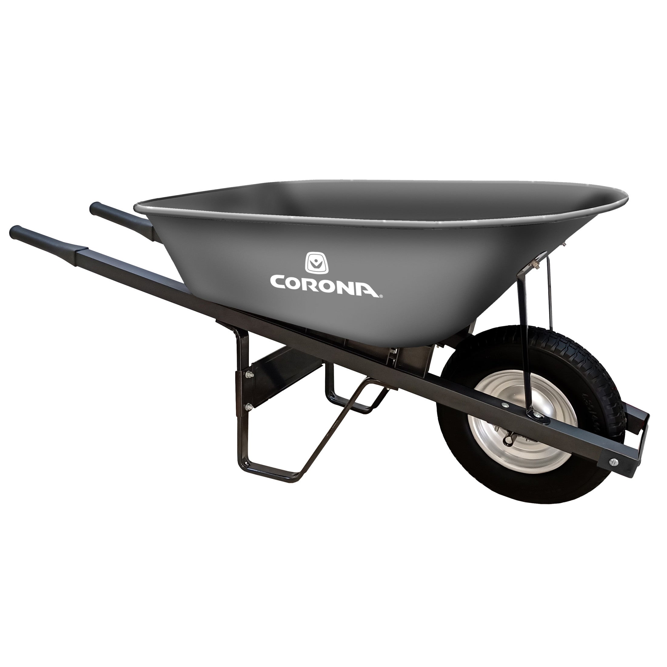 6 Cu. Ft. Steel Wheelbarrow, Steel Handles, Flat Free Tire