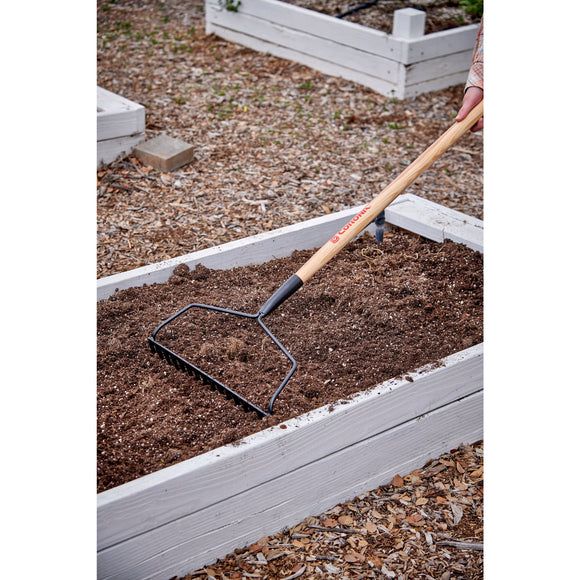Bow Head Rake, 16 in. Head, 16 Tines, Ash Hardwood Handle