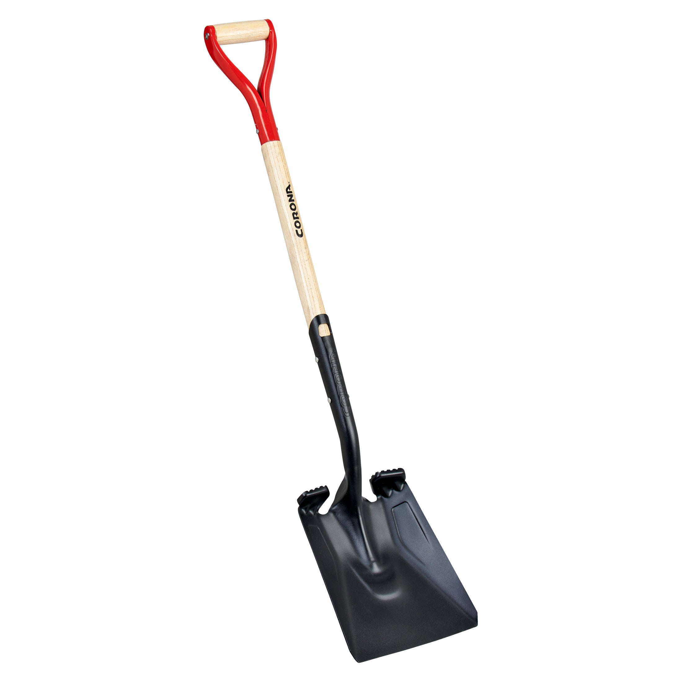 Boron Steel 14-Gauge Square Point Shovel, D Grip Hardwood Handle