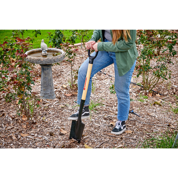 Drain Spade Shovel, 15-Gauge, 30 in. Wood D-Grip Handle