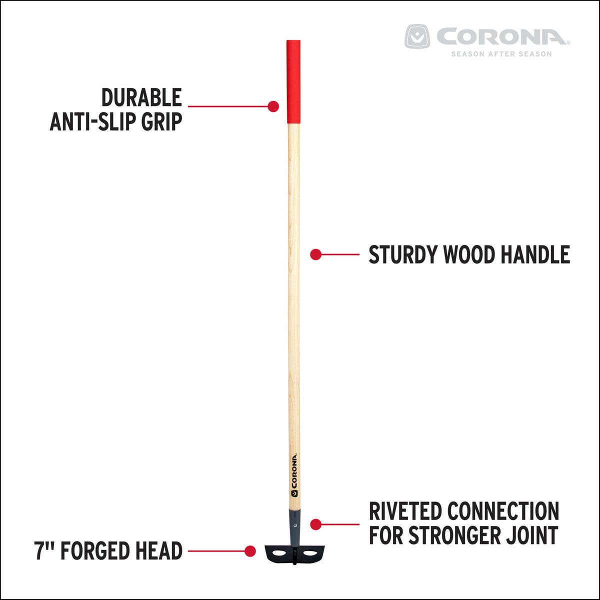 Forged Hardwood Handle Mortar Hoe, 7 in. | Corona Clipper Inc.