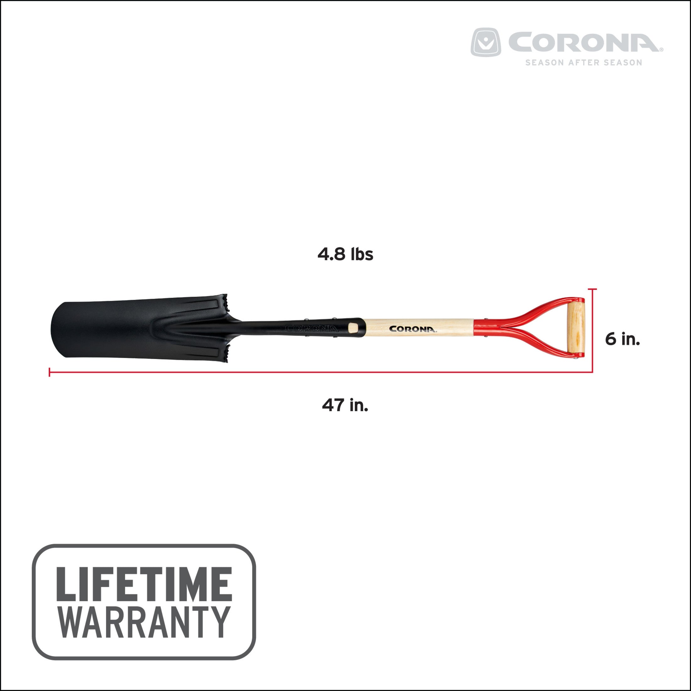 Boron Steel 14-Gauge Drain Spade Shovel, Hardwood Handle | Corona