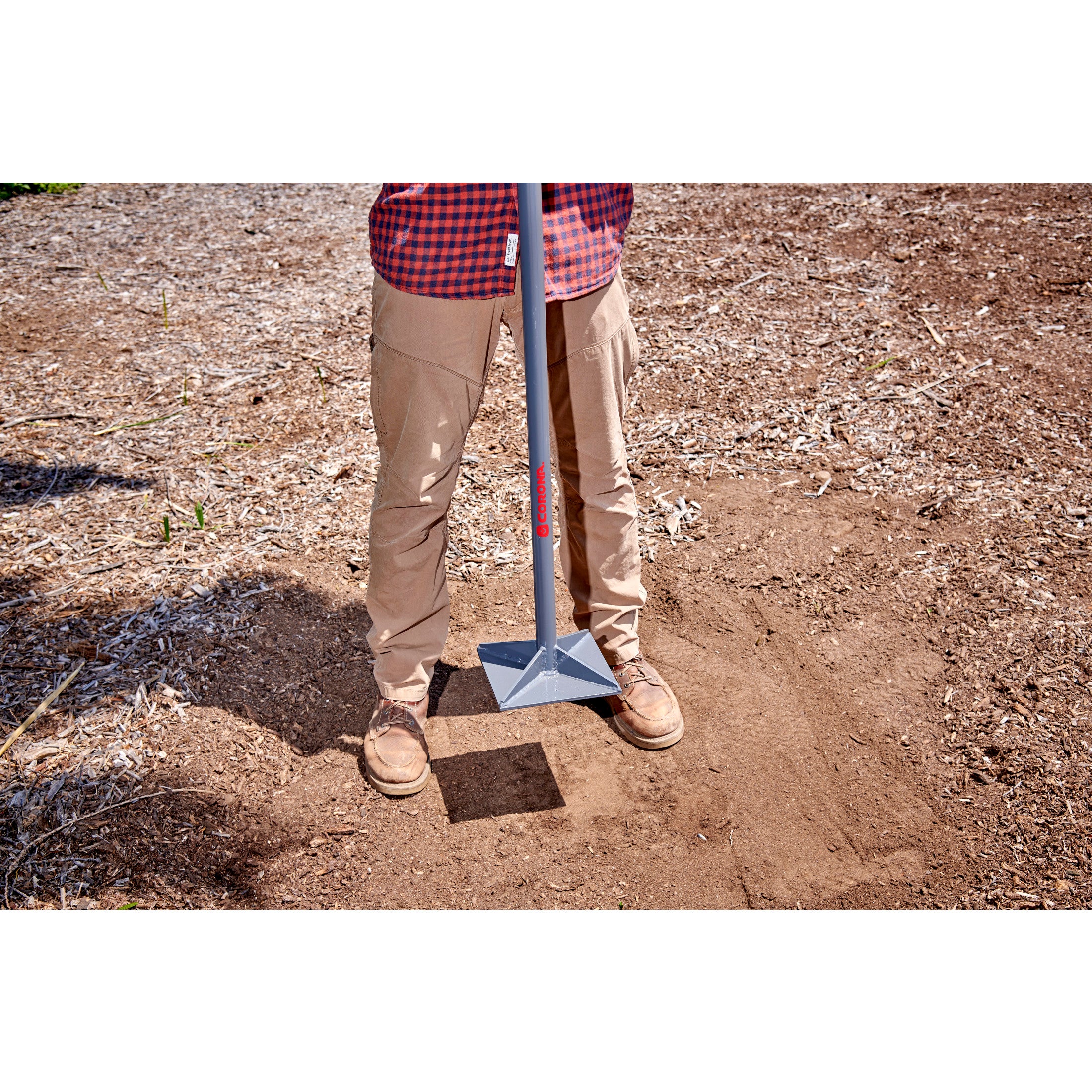 All-Steel Dirt Tamp, 8 in. x 8 in., 44 in. Steel Handle Anti-Slip Grip