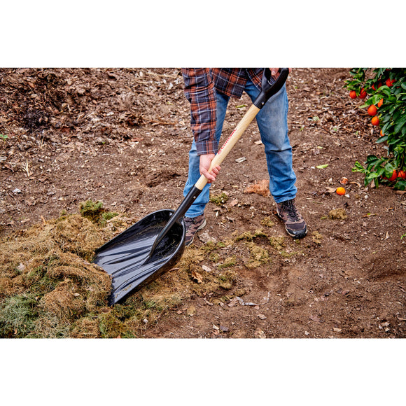 #12 Plastic Western Scoop Shovel, 30 in. Wood D-Grip Handle