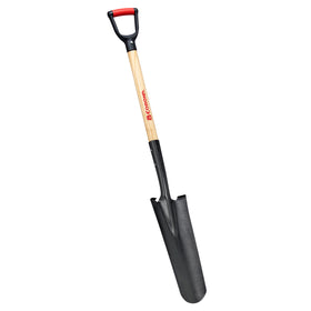 Drain Spade Shovel, 15-Gauge, 30 in. Wood D-Grip Handle