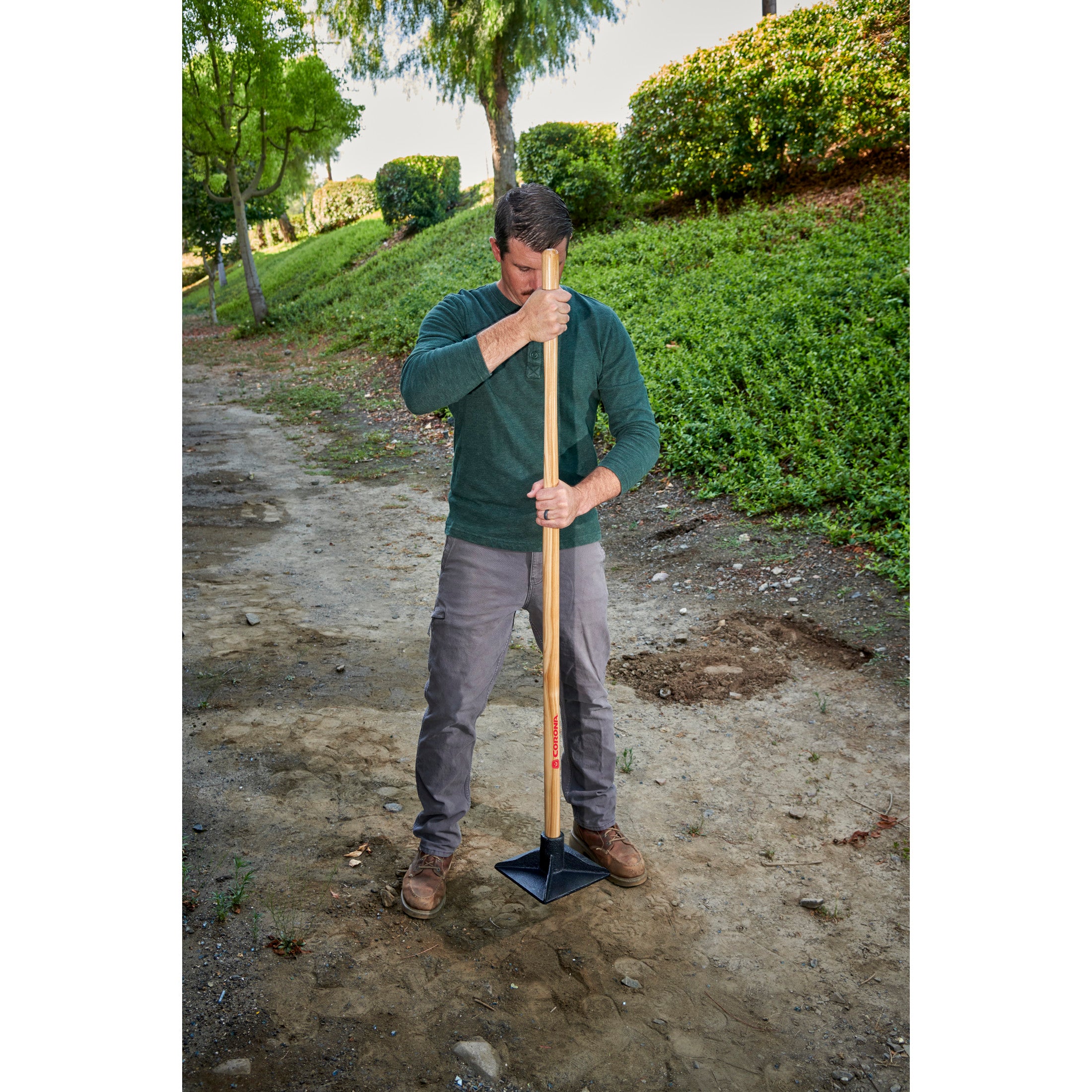Dirt Tamp, 8 in. x 8 in., 43 in. Ash Wood Handle