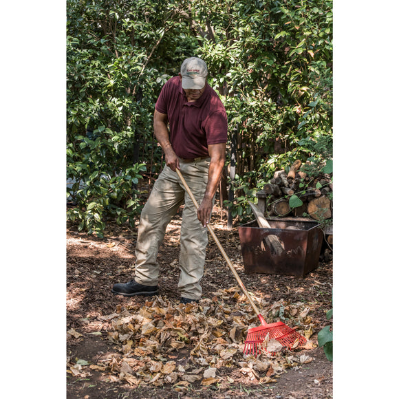 Fixed Tine Leaf Rake, 19 in. Head, 25 Tines, Wood Handle