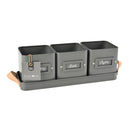 3 Herb Pots with Leather Handled Tray, Charcoal-1