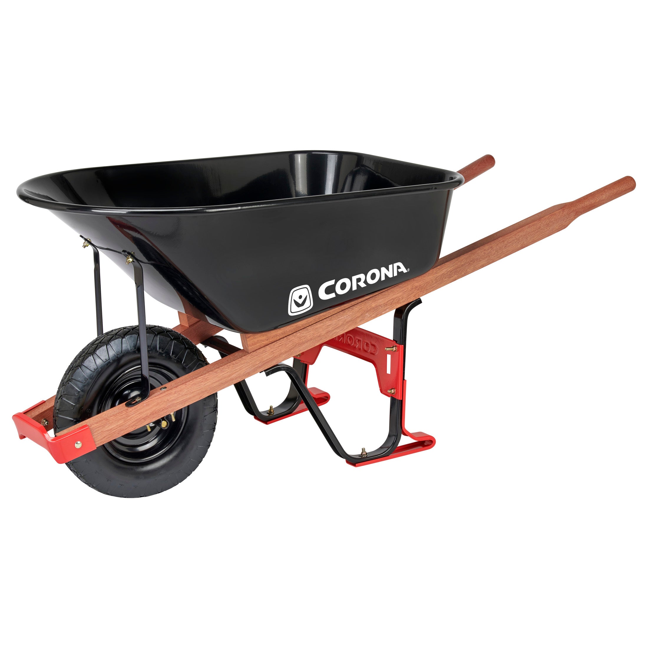 6 Cu. Ft. Professional Steel Wheelbarrow, Wood Handles, Pneumatic Tire