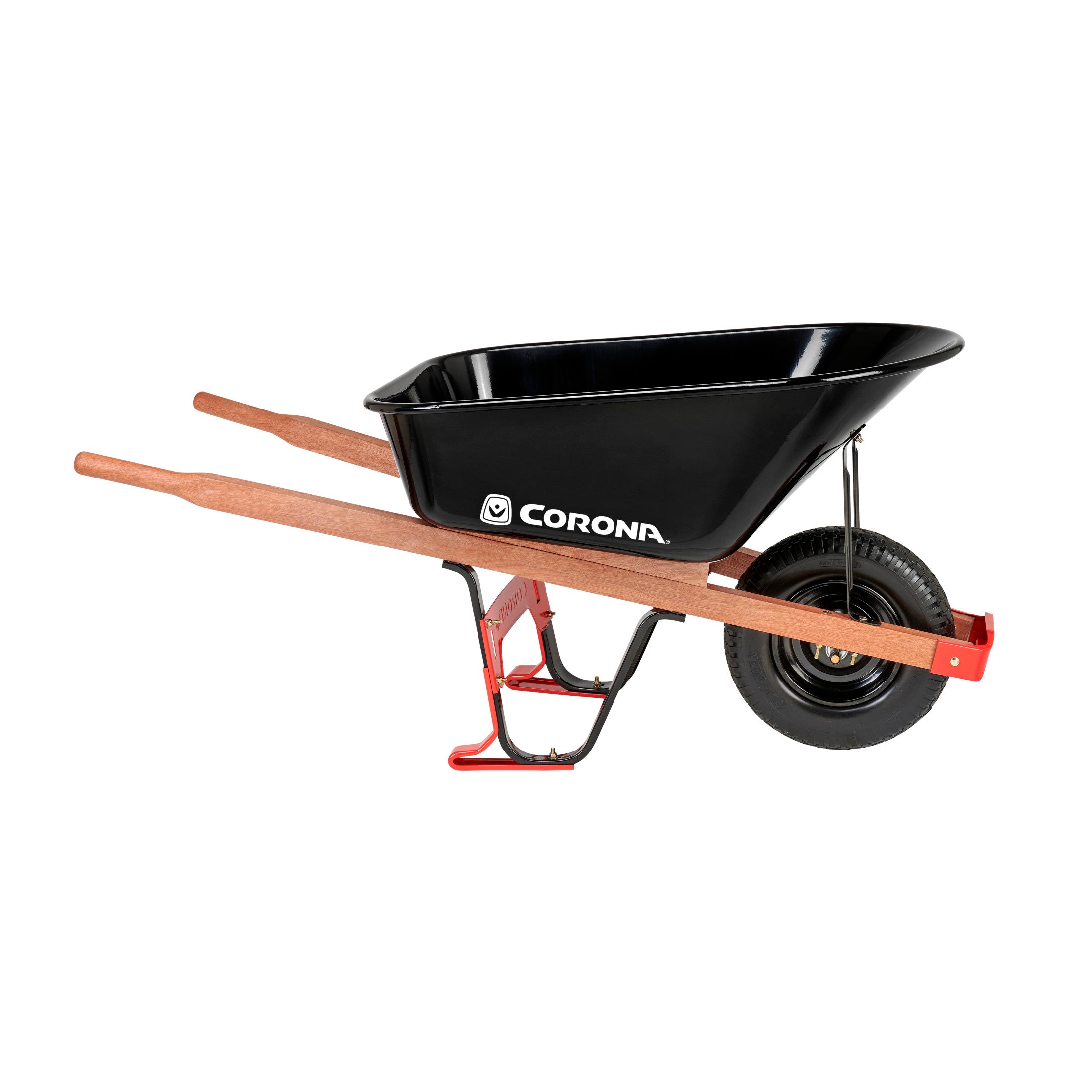 6 Cu. Ft. Professional Steel Wheelbarrow, Wood Handles, Flat-Free Tire