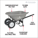 6 Cu. Ft. Poly Wheelbarrow, Steel Handles, Dual Wheel Flat Free Tires-11