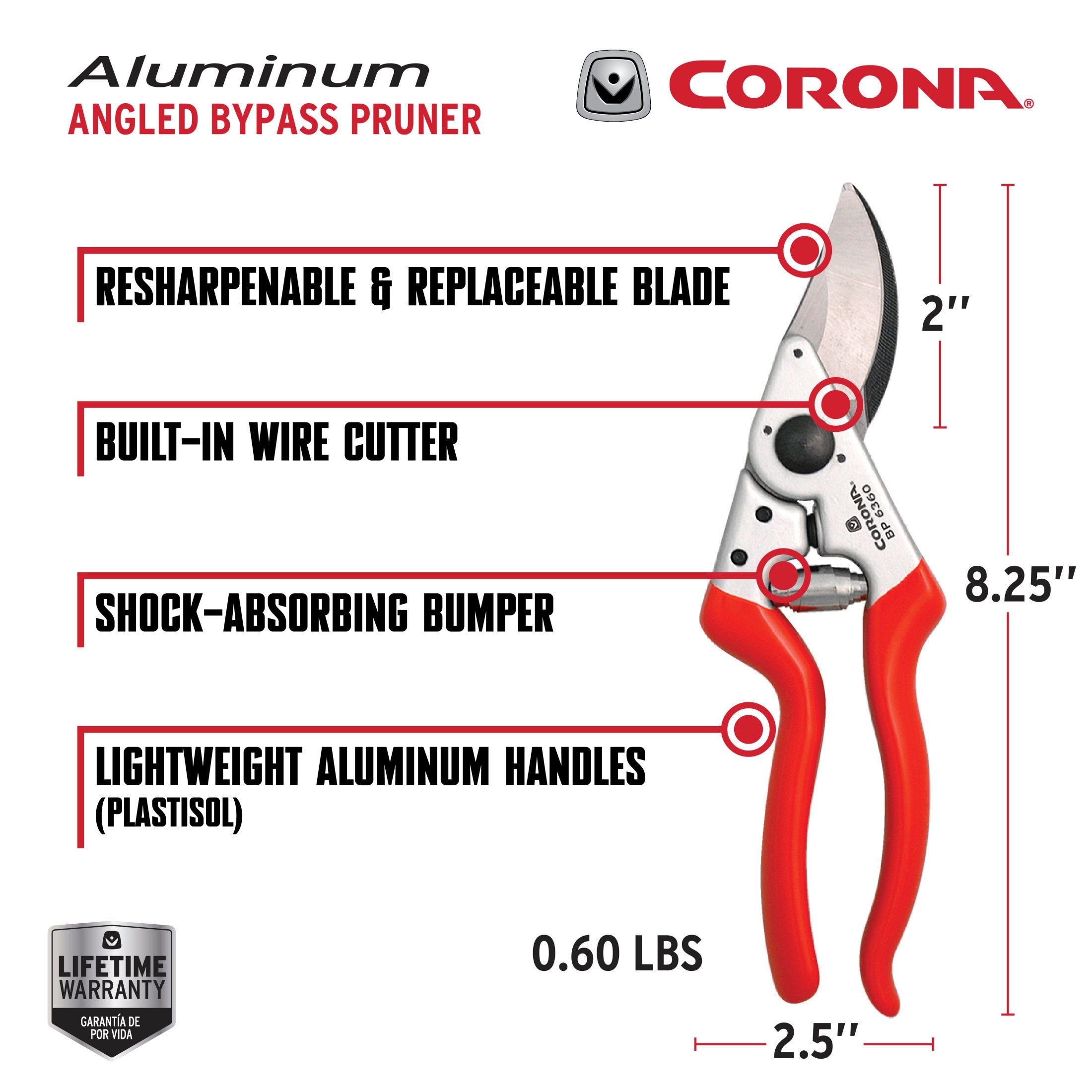 Aluminum Angled Bypass Pruner, 1 in. Cut Capacity