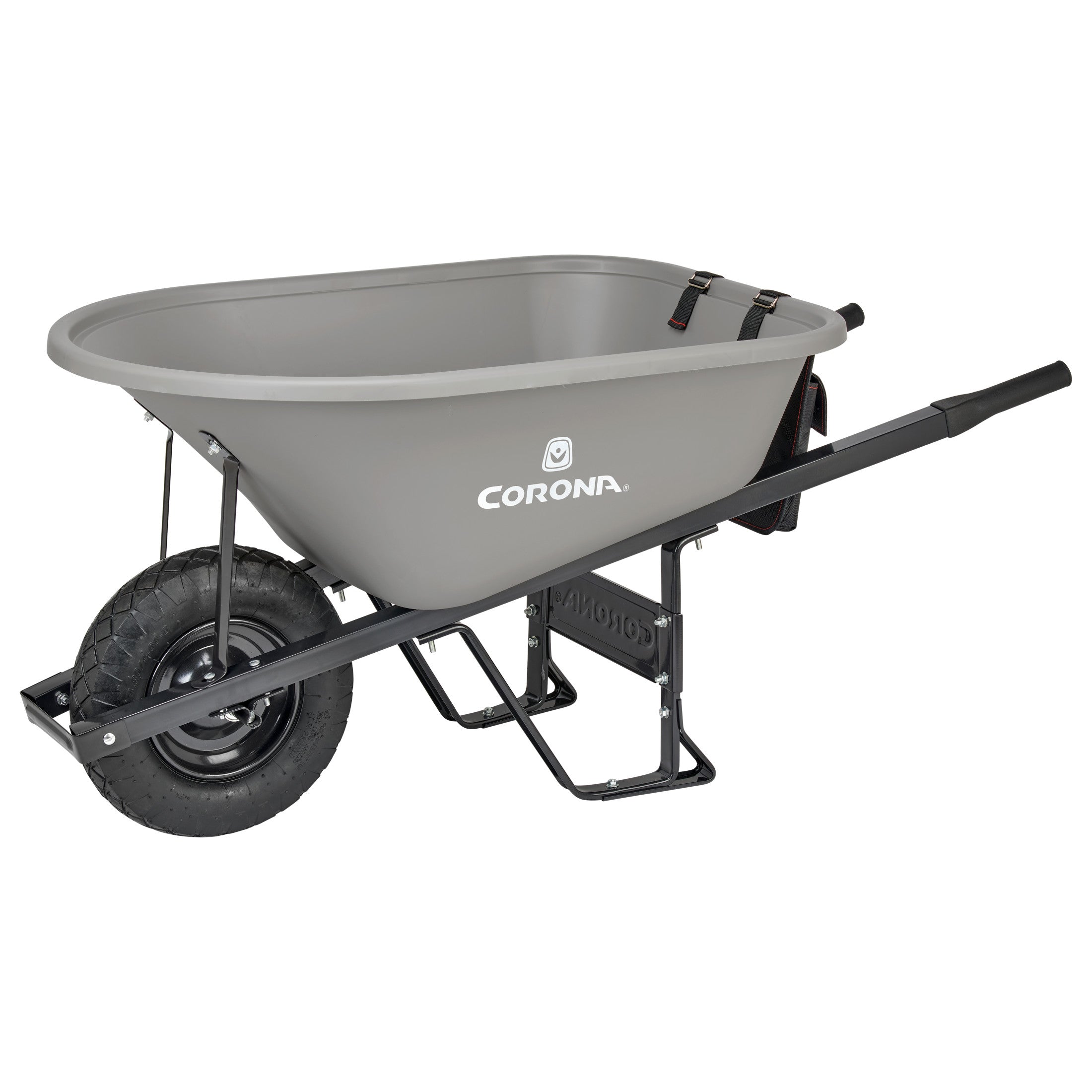 6 Cu. Ft. Poly Wheelbarrow, Steel Handles, Pneumatic Tire