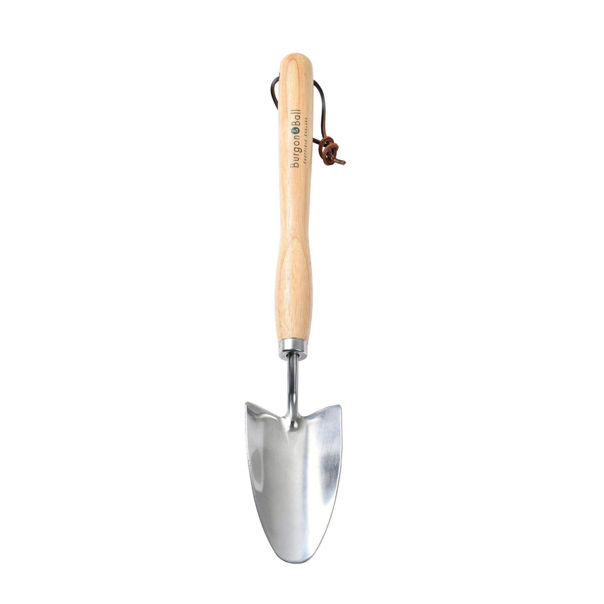 Mid-Handled Stainless Steel Trowel, Wood Grip, RHS Endorsed