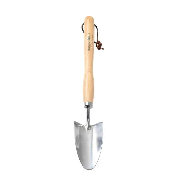 Mid-Handled Stainless Steel Trowel, Wood Grip, RHS Endorsed
