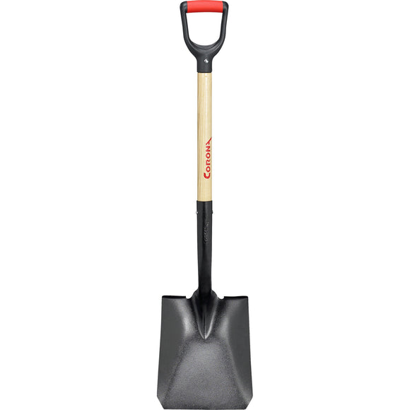 Square Point Shovel, 15-Gauge, 12. in Head, 30 in. Wood Handle, Plastic D-Grip