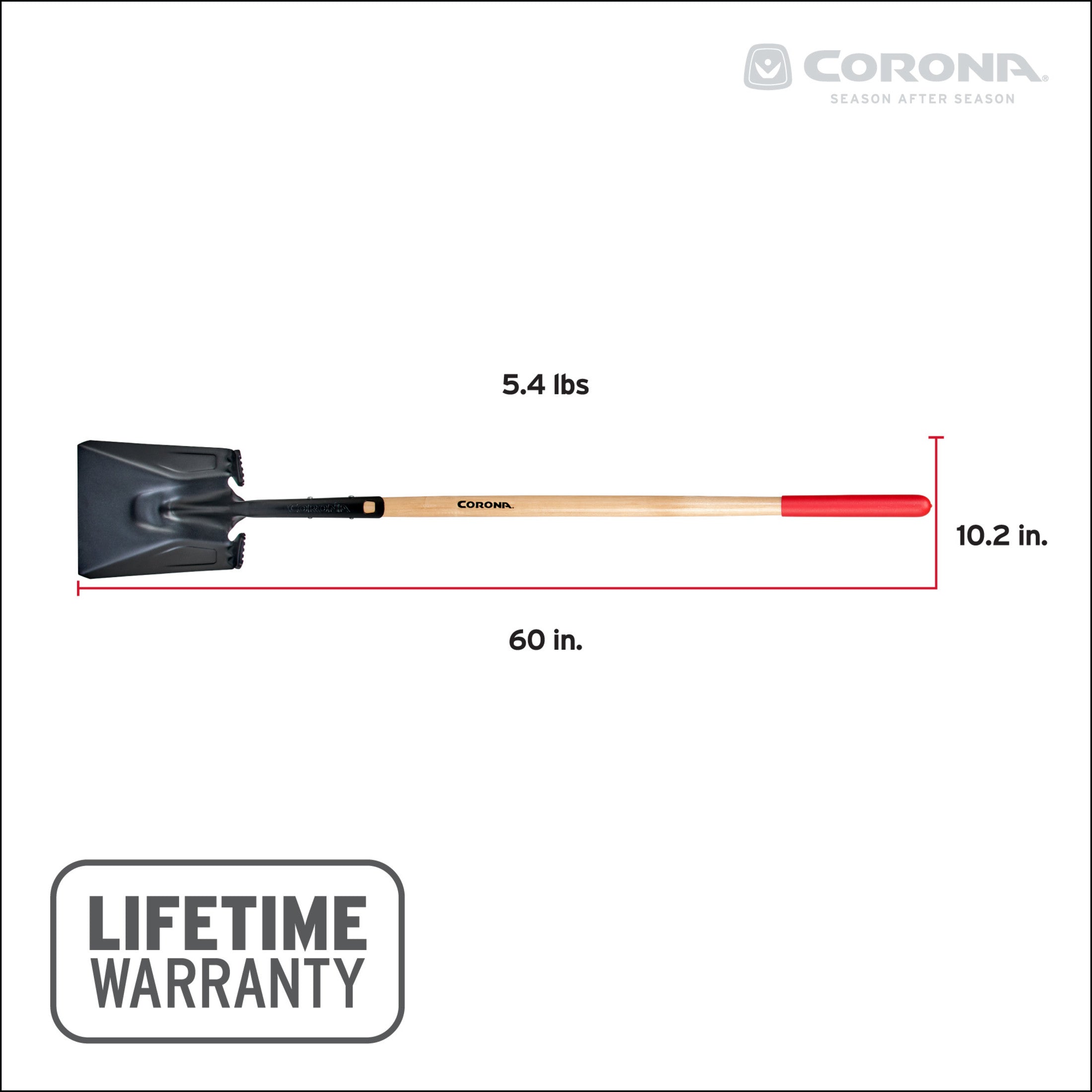 Boron Steel 14-Gauge Square Point Shovel, Hardwood Handle