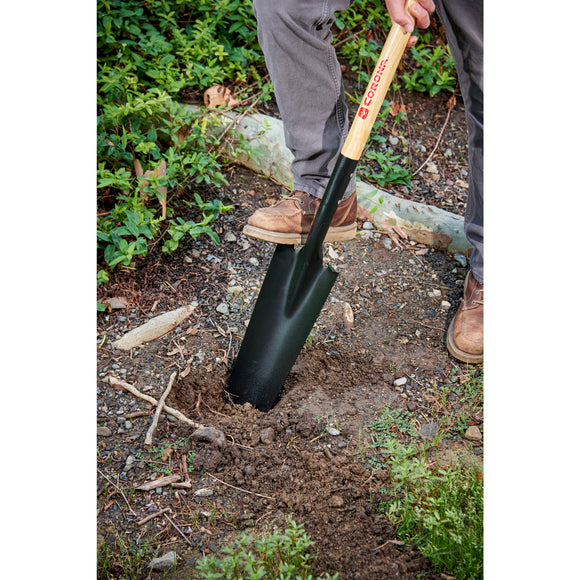 Drain Spade Shovel, 15-Gauge, 30 in. Wood D-Grip Handle