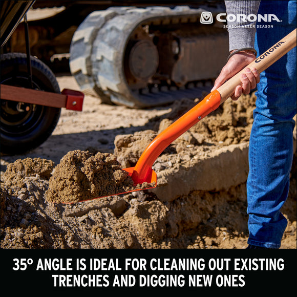 12-Gauge Trench Shovel, 35 Degree, 4 in., Hardwood Handle Poly Grip