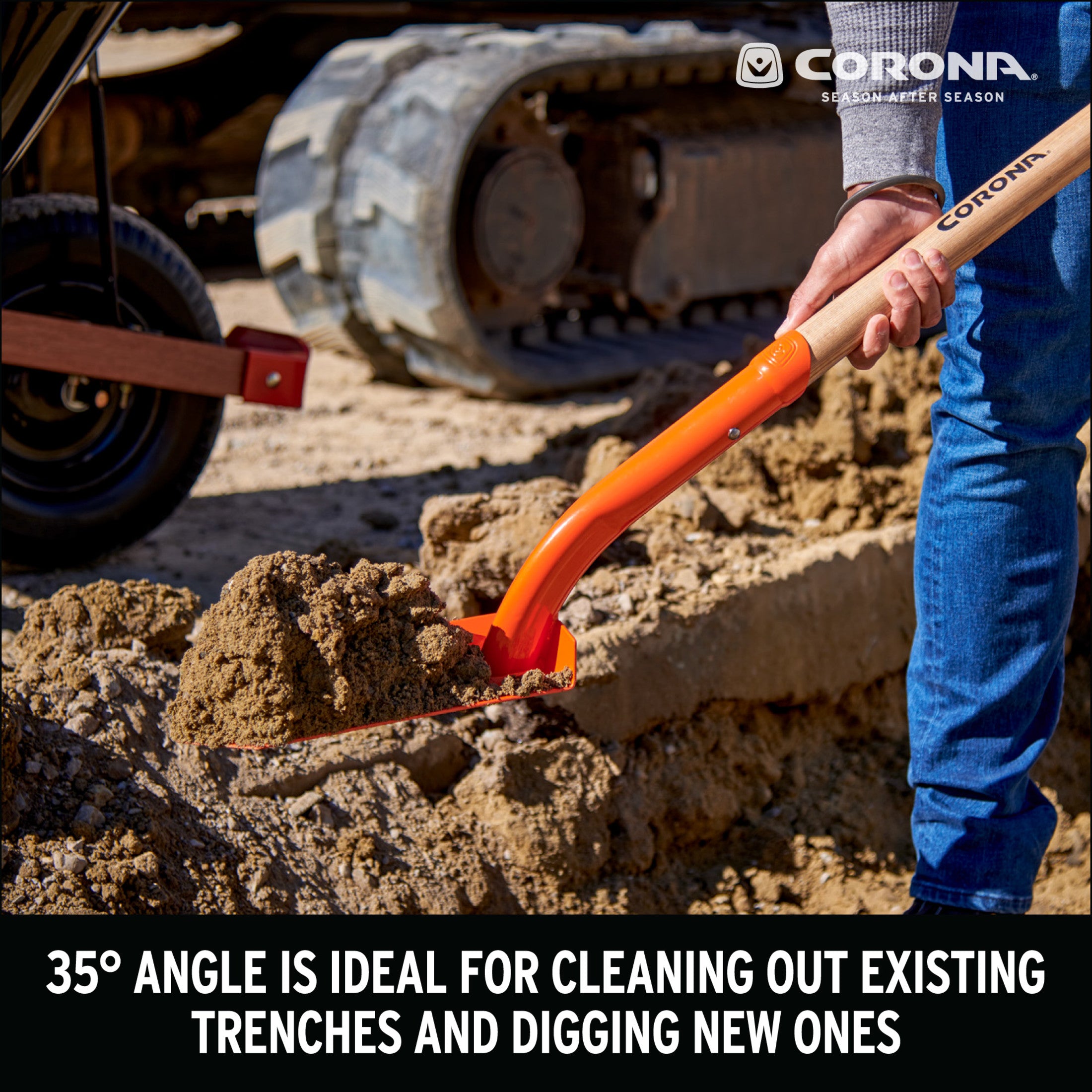12-Gauge Trench Shovel, 35 Degree, 4 in., Hardwood Handle Poly