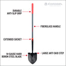 Boron Steel 14-Gauge Round Point Shovel, Fiberglass Handle-7