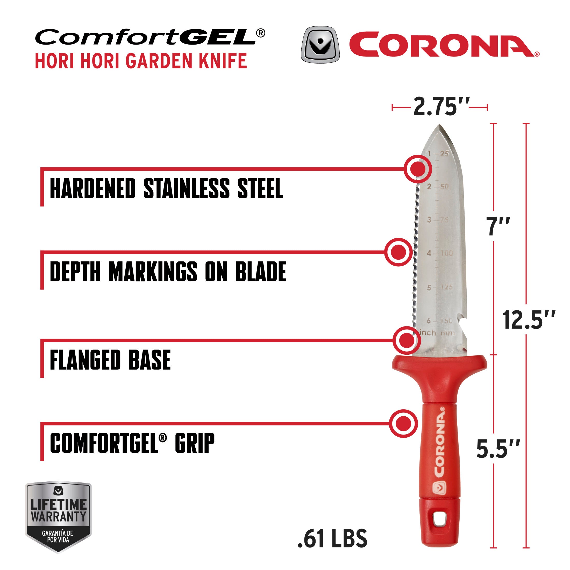 コロナー/グリン Hori Hori Garden Knife with ComfortGEL® Grip | Corona Clipper Inc.