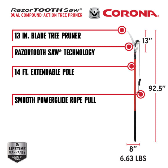 Dual Compound-Action Tree Pruner with RazorTOOTH Saw® Blade, 14 ft.