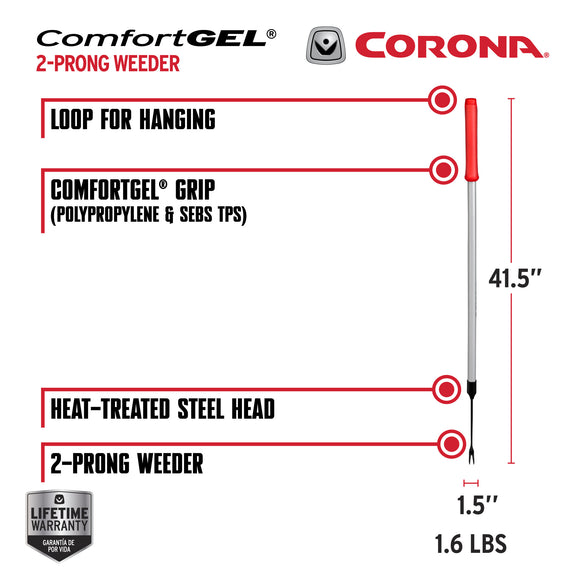 Extended Reach 2-Prong Weeder with ComfortGEL® Grip