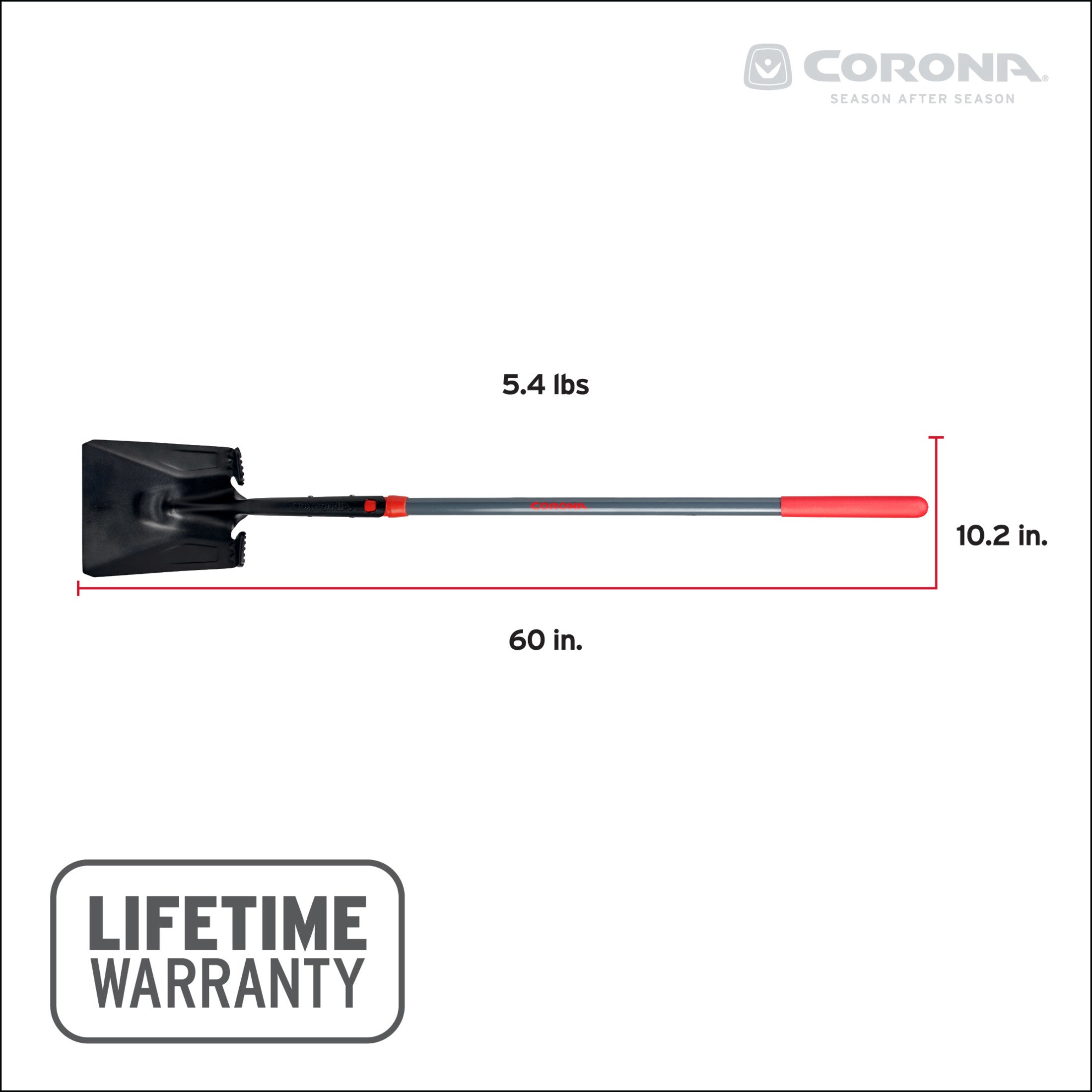 Boron Steel 14-Gauge Square Point Shovel, Fiberglass Handle