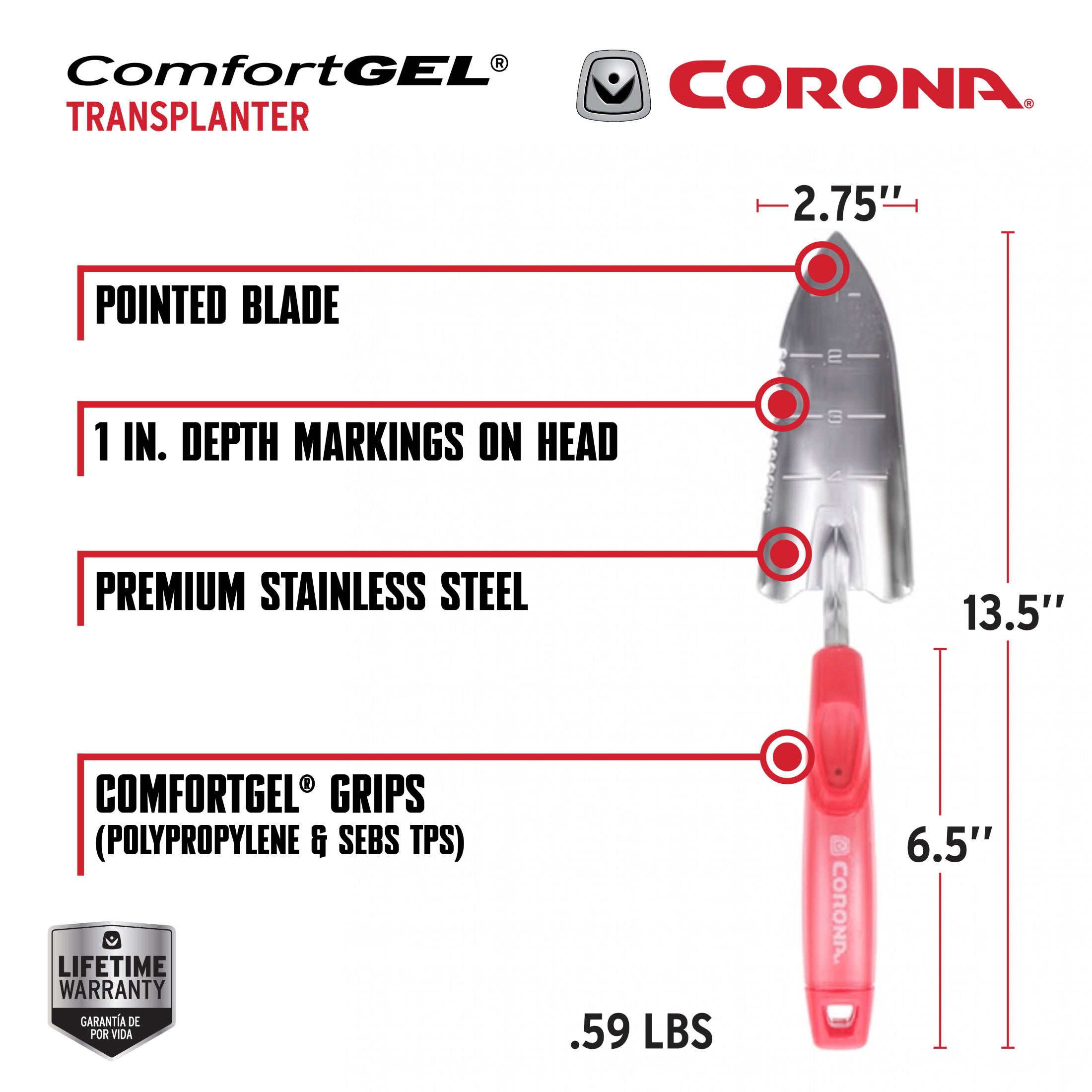 ComfortGEL® Transplanter Premium Stainless Steel | Corona Clipper Inc.
