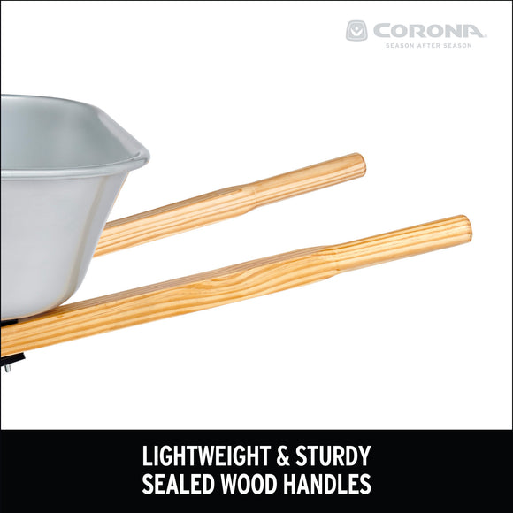 6 Cu. Ft. Steel Wheelbarrow, Wood Handles, Pneumatic Tire