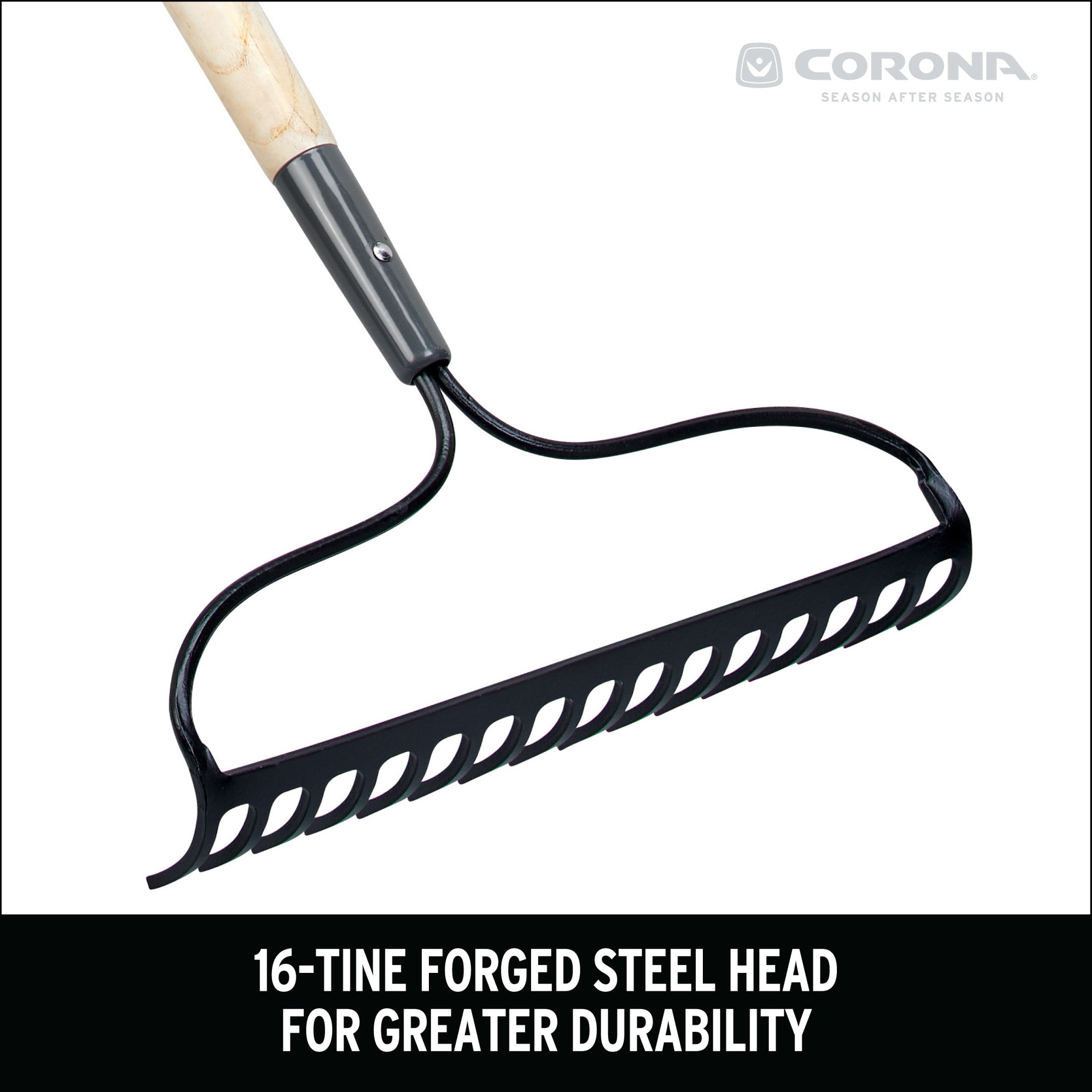 Forged Bow Rake, 16 in. Head, 16 Tines, Hardwood Handle