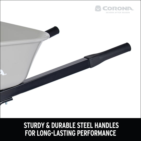 6 Cu. Ft. Steel Wheelbarrow, Steel Handles, Flat Free Tire