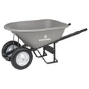 6 Cu. Ft. Poly Wheelbarrow, Steel Handles, Dual Wheel Flat Free Tires-2