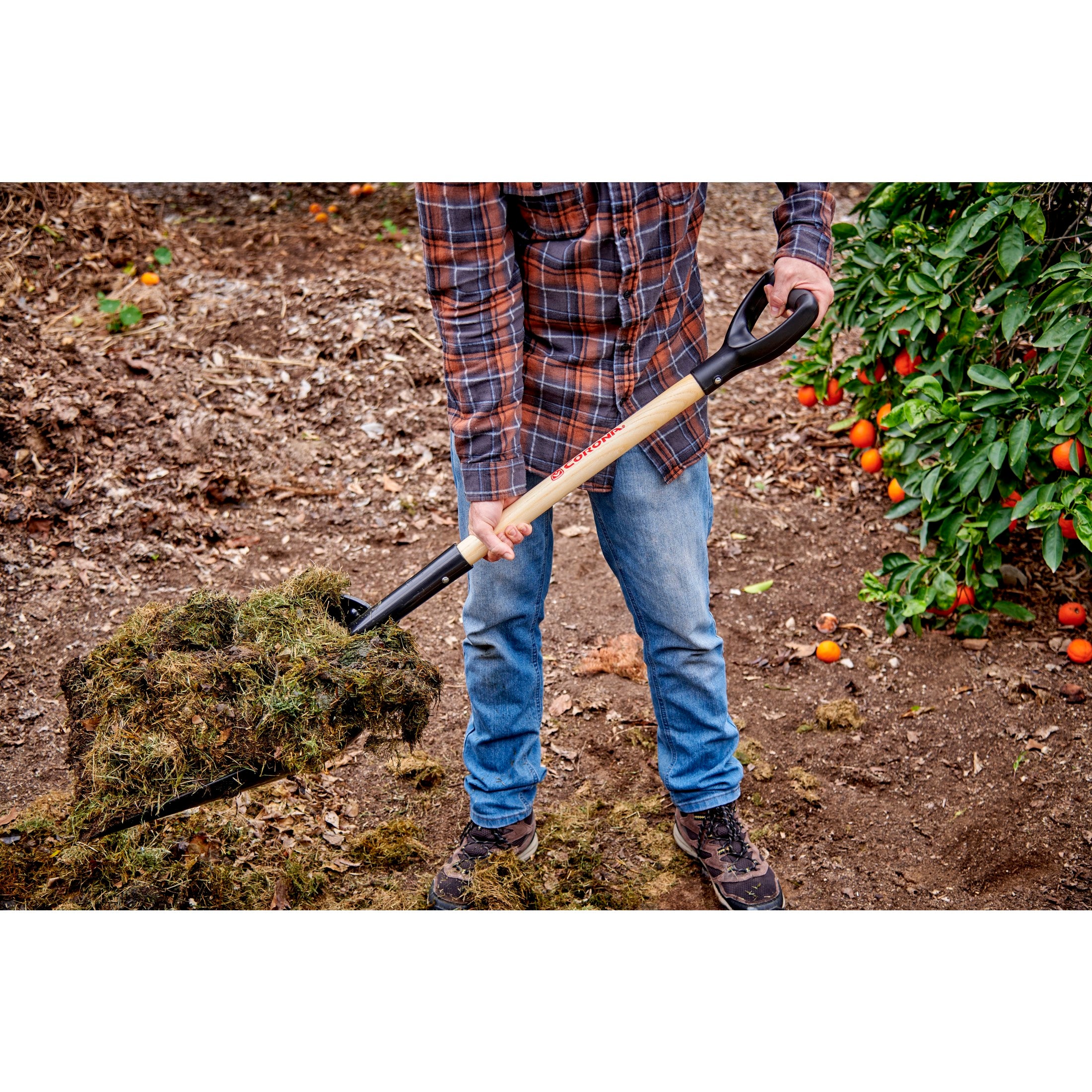 #12 Plastic Western Scoop Shovel, 30 in. Wood D-Grip Handle