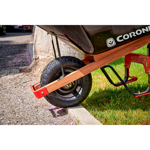 6 Cu. Ft. Professional Steel Wheelbarrow, Wood Handles, Pneumatic Tire