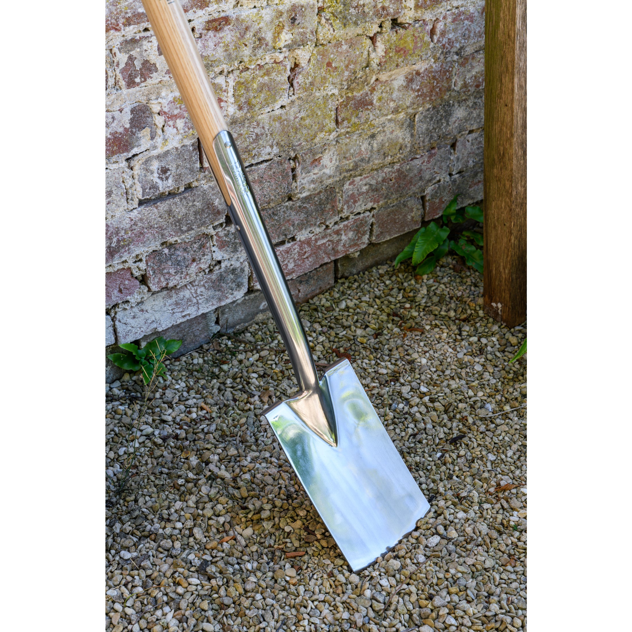 Stainless Steel Border Spade Shovel, Wood D-Grip Handle, RHS Endorsed