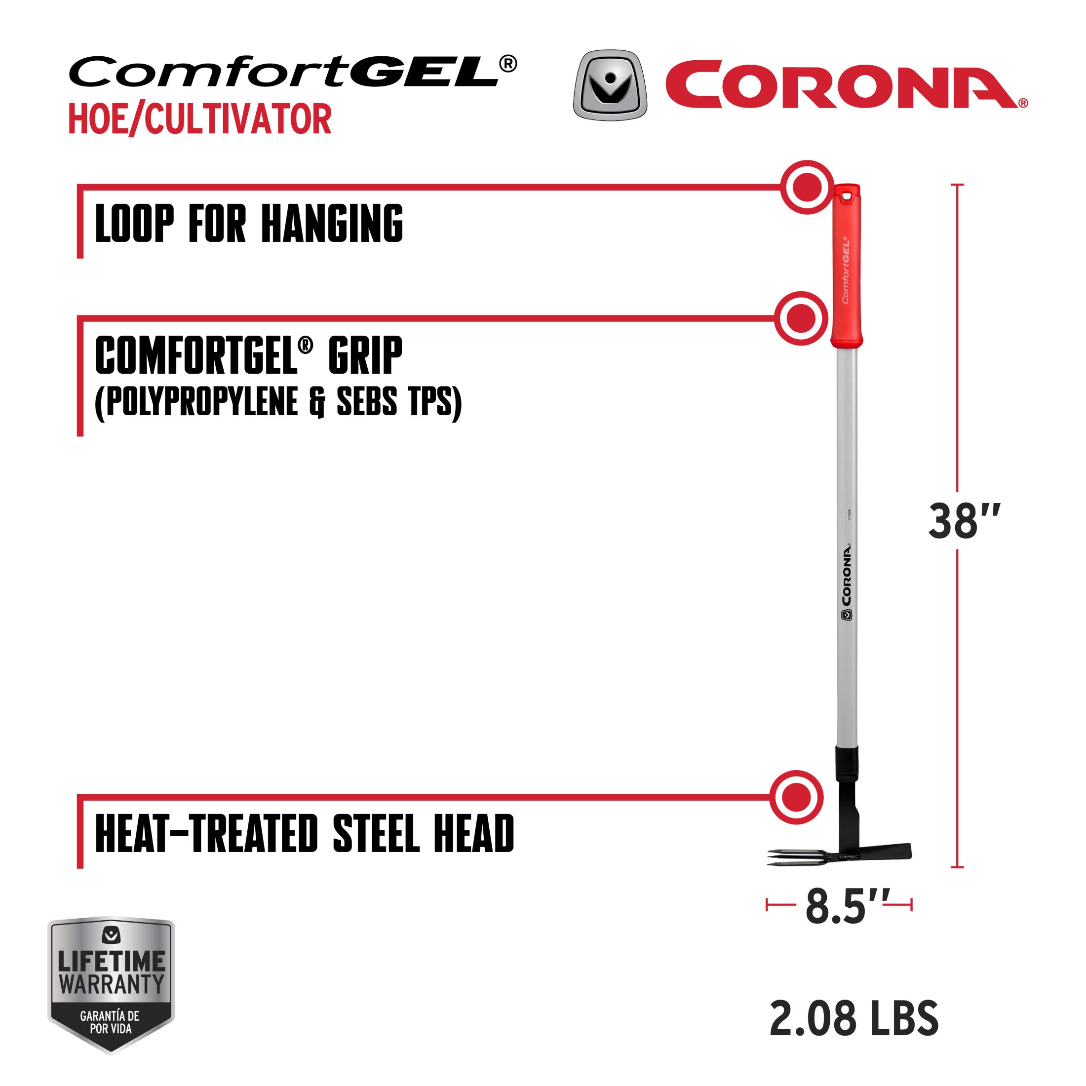 Extended Reach Hoe/Cultivator with ComfortGEL® | Corona Clipper Inc.