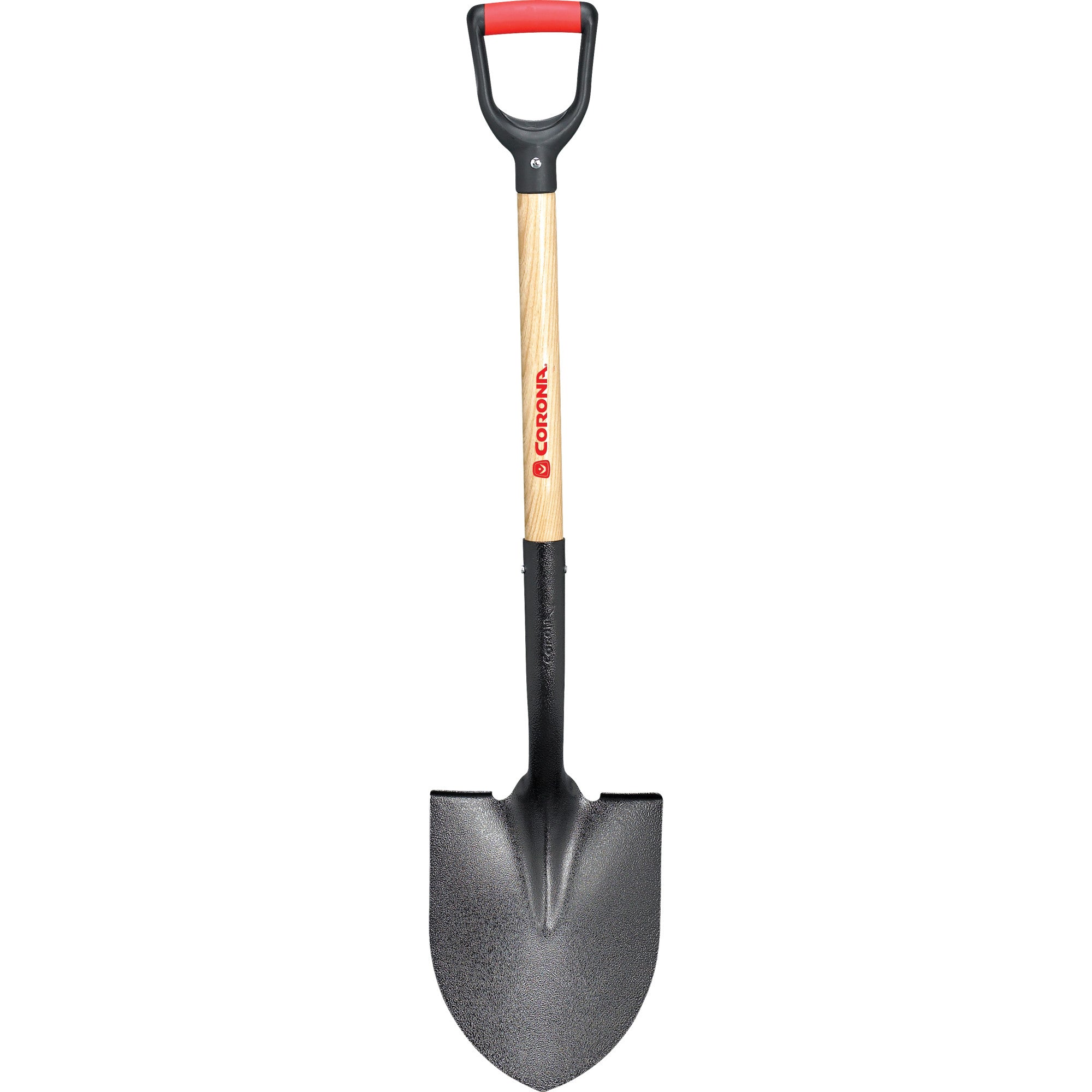 Round Point Shovel, 15-Gauge, 12 in. Head, 30 in. Wood Handle, Plastic D-Grip