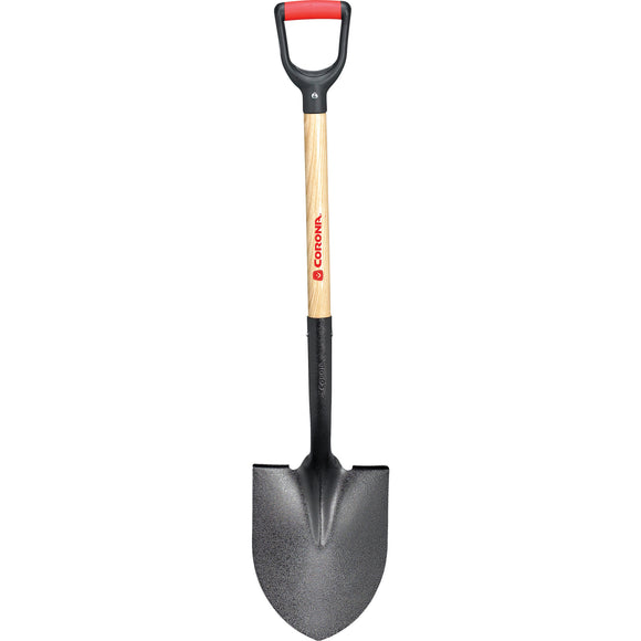 Round Point Shovel, 15-Gauge, 12 in. Head, 30 in. Wood Handle, Plastic D-Grip
