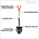 Boron Steel 14-Gauge Round Point Shovel, D Grip Hardwood Handle-7