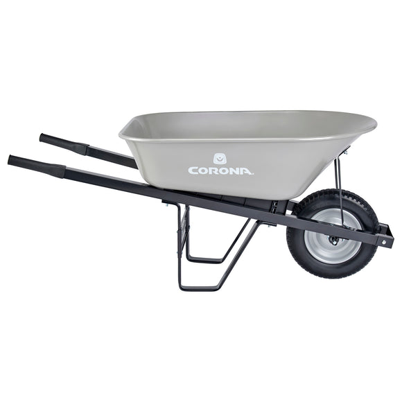 6 Cu. Ft. Steel Wheelbarrow, Steel Handles, Flat Free Tire