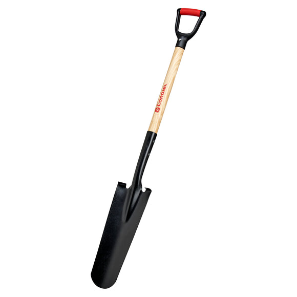Drain Spade Shovel, 15-Gauge, 30 in. Wood D-Grip Handle