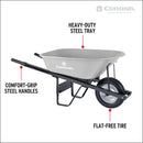 6 Cu. Ft. Steel Wheelbarrow, Steel Handles, Flat Free Tire-11