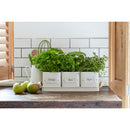 3 Herb Pots with Leather Handled Tray, Stone-2