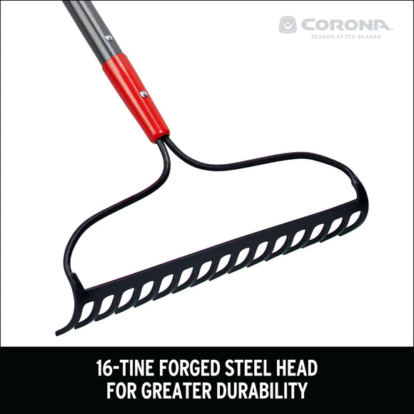 Forged Bow Rake, 16 Head, 16 Tines, Fiberglass Handle