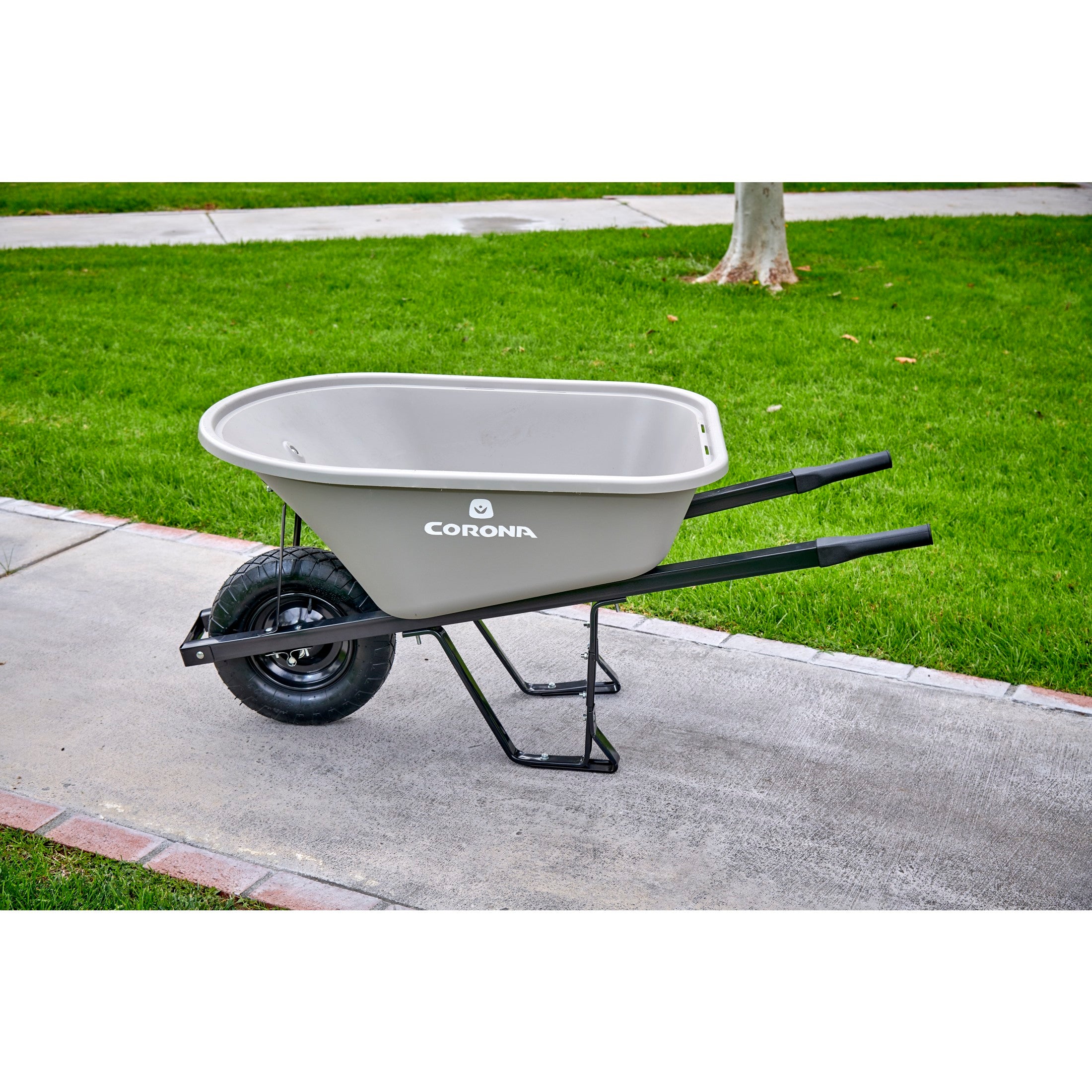 6 Cu. Ft. Poly Wheelbarrow, Steel Handles, Pneumatic Tire