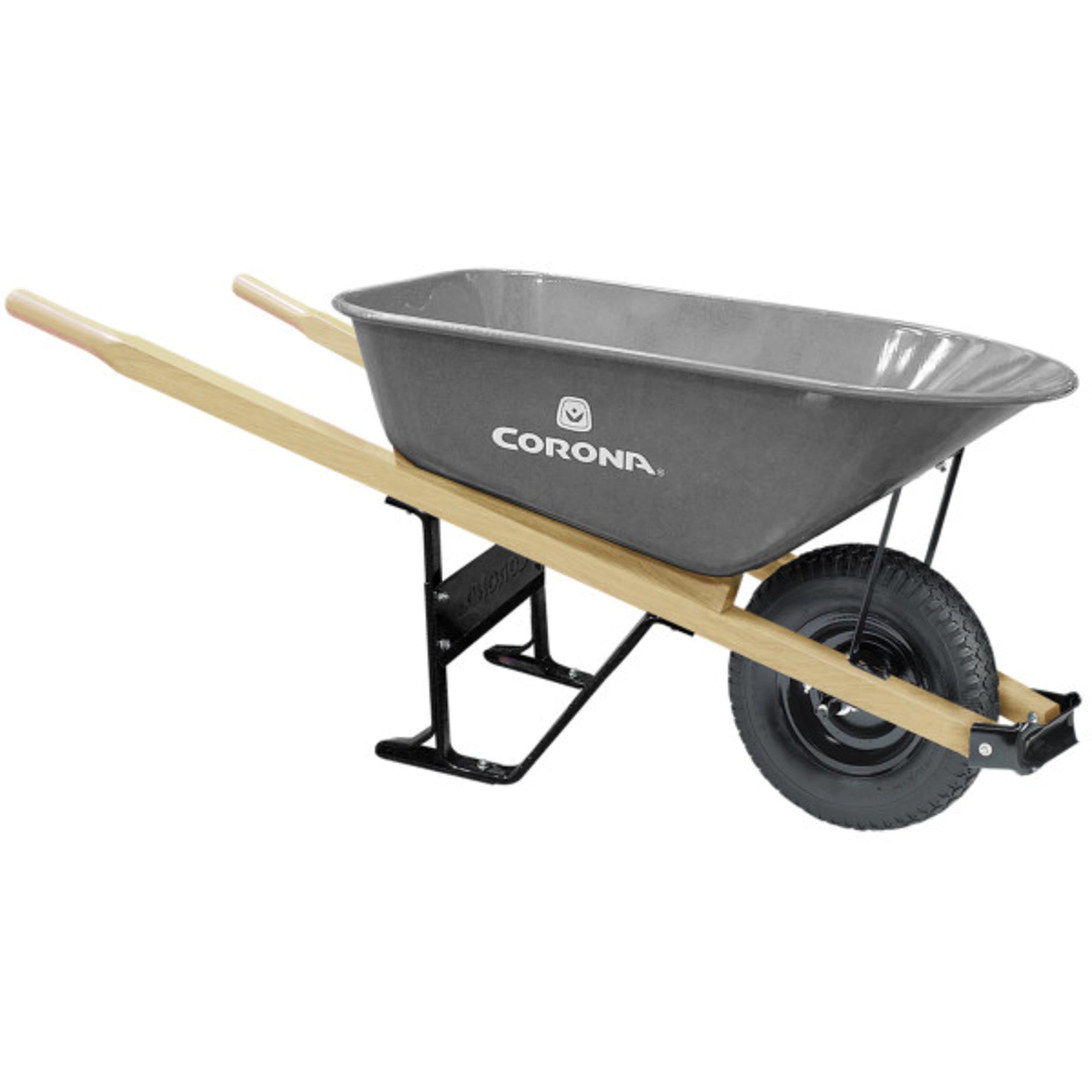 6 cu. ft. Heavy-Duty Contractor Wheelbarrow, Wood Handles, Pneumatic Tire