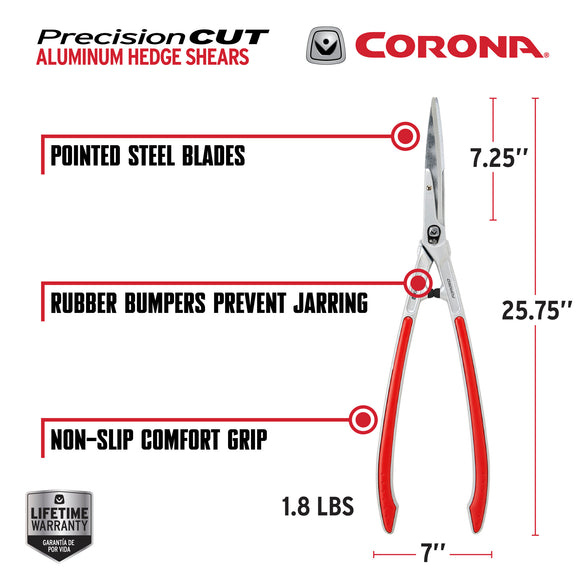 PrecisionCUT Aluminum Hedge Shears 7-1/4 in. blades, 12-3/4 in. handles